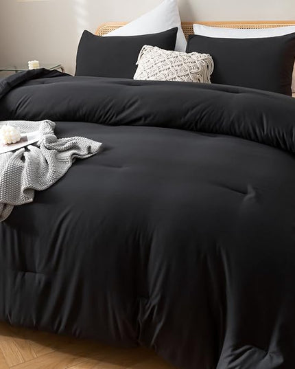 ROSGONIA California King Comforter Set Black, 3pcs (1 Boho Cal King Comforter & 2 Pillowcases), All Season Bedding Soft Bedspread Blanket Quilt