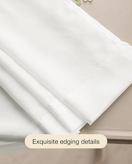 Anmao Non-See-Through Off White Privacy Semi Sheer Curtains for Living Room 63 Inch Length 2 Panels Set, Light Filtering That Let Light in Rod Pocket Window Drapes for Bedroom, 40W x 63L, Ivory White