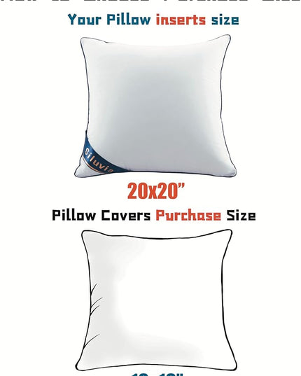 Siluvia Decorative 20x20 Pillow Inserts Set of 4 - Square Throw 20 Pillows with 100% Cotton Cover for Sofa, Couch, and Bed - White
