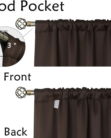 BGment Rod Pocket and Back Tab Blackout Curtains for Bedroom - Thermal Insulated Room Darkening Curtains for Living Room, 2 Window Curtain Panels (38 x 54 Inch, Brown)