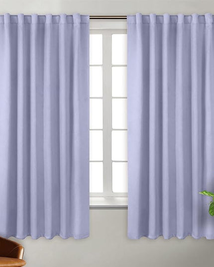BGment Rod Pocket and Back Tab Blackout Curtains for Bedroom - Thermal Insulated Room Darkening Curtains for Living Room, 2 Window Curtain Panels (52 x 63 Inch, Lavander)