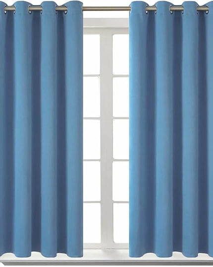BGment Blackout Curtains for Bedroom - Grommet Thermal Insulated Room Darkening Curtains for Living Room, Set of 2 Panels (52 x 54 Inch, Faded Denim)