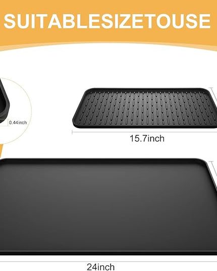 Silicone Coffee Mat, 24''x16'' Bar Mat with Detachable Dish Drying Mat - Fits Under Coffee Maker & Dish Rack