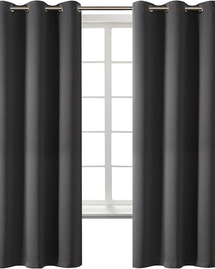 BGment Dark Grey Blackout Curtains for Bedroom, Black Out Curtains 63 Inch Long Thermal Insulated Sunlight Blocking Window Treatment Drapes, Set of 2 Panels, 42 x 63 Inch
