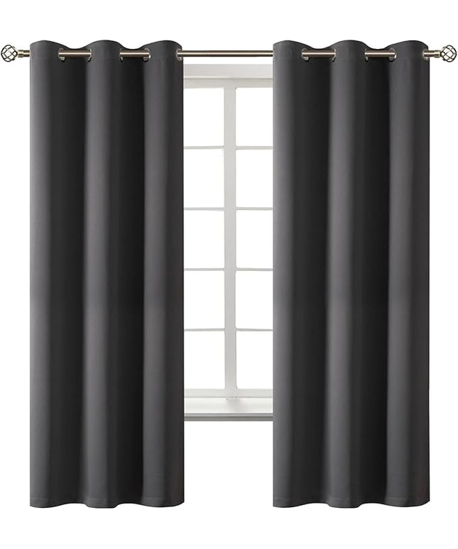 BGment Dark Grey Blackout Curtains for Bedroom, Black Out Curtains 63 Inch Long Thermal Insulated Sunlight Blocking Window Treatment Drapes, Set of 2 Panels, 42 x 63 Inch