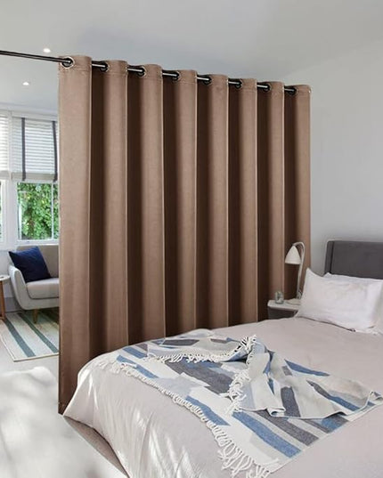 NICETOWN Patio Blind Blackout Curtain Panels - Extra Wide Curtains, Sliding Door Insulated Drape, Soundproof Room Divider Curtains (Cappuccino, 100 x 95 Inch/ 100"W x 95"L)