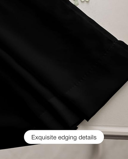Anmao Non-See-Through Black Privacy Curtains for Living Room 45 Inch Length 2 Panels Set, Semi Sheer Light Filtering Window Curtains Drapes for Bedroom, 52 Inch Wide Each Panel