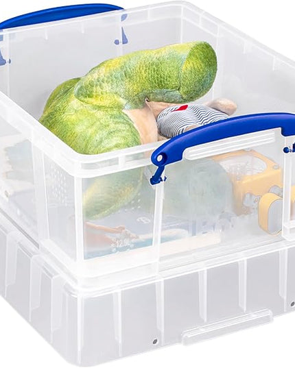 Really Useful Plastic Storage Box 9 Litre Clear with XL Lid (Pack of 4)