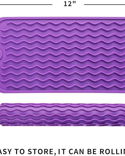 Silicone Dish Drying Mat for Multiple Usage,Easy clean,Eco-friendly,Heat-resistant Silicone Mat for Kitchen Counter or Sink,Refrigerator or Drawer Liner Purple S 12 inches x 6 inches