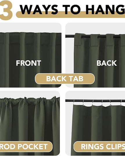 H.VERSAILTEX Blackout Curtains Thermal Insulated Window Treatment Panels Room Darkening Blackout Drapes for Living Room Back Tab/Rod Pocket Bedroom Draperies (2 Panels, Olive, 42 x 84 Inch)