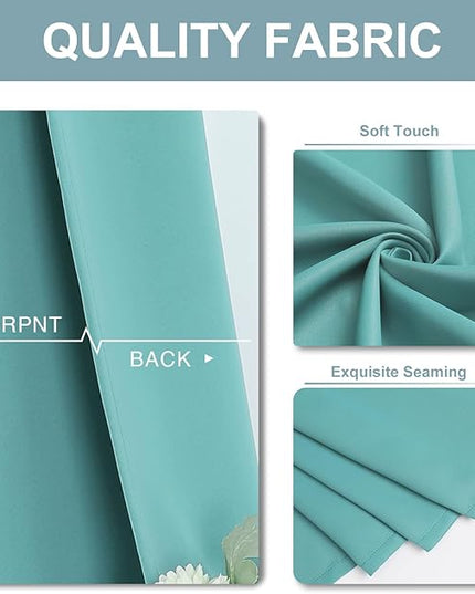 ChrisDowa Small Window Curtains 36 inches Long for Bedroom - Grommet Short Thermal Insulated Room Darkening Curtains for Kitchen (2 Panels, Aqua, 42 x 36 Inch)