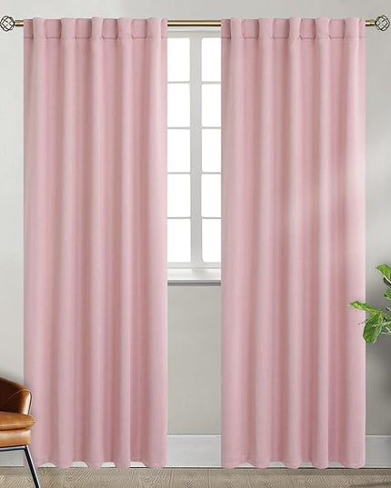 BGment Rod Pocket and Back Tab Curtains for Bedroom - Thermal Insulated Room Darkening Curtains for Living Room, 2 Window Curtain Panels (42 x 84 Inch, Baby Pink)
