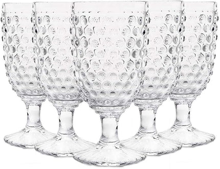 Hobnail Drinking Glasses Goblet Water set of 6, 13 oz Iced Tea Glasses Ideal for Soda Wine Milk Coke Juice and Beer Perfect for Weddings Parties Bars