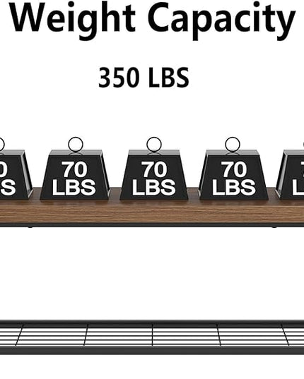 FOLUBAN Shoe Bench, Modern Wood and Metal Storage Bench for Entryway Hallway, Industrial Indoor Bedroom Bench Seat for Living Room, Mudroom, Rustic Walnut, 47 Inch