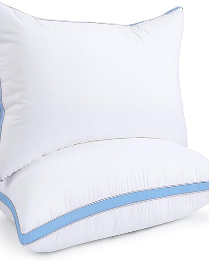 viewstar Bed Pillows, Down Alternative Hotel Pillows for Side, Back, or Stomach Sleepers, Plush, Blue, Standard
