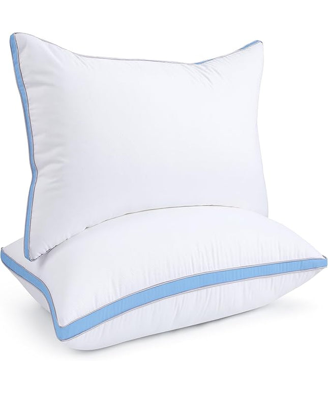 viewstar Bed Pillows, Down Alternative Hotel Pillows for Side, Back, or Stomach Sleepers, Plush, Blue, Standard
