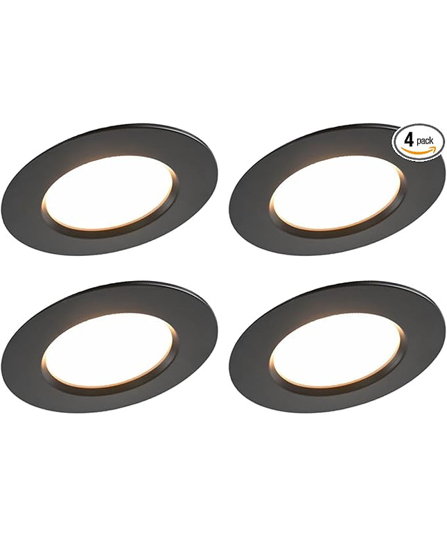 Just Screw Me in 6in LED Recessed Retrofit Light Snap-on Cover to Modify Finish from White to Black (Pack of 4)