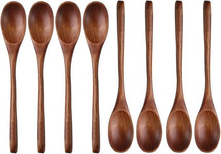 Long Handle Wooden Spoon For Mixing Coffee Tea Jam and Bath Salt In Kitchen, Environmentally Friendly Table Spoon, 8.6 Inches, 8 Pieces…