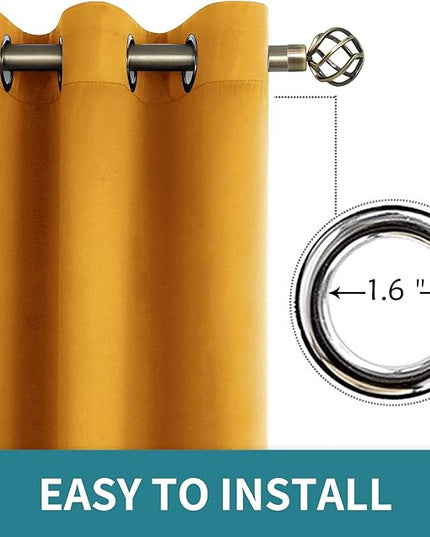 BGment Room Darkening Curtains 84 Inches Long - Grommet Thermal Insulated Drapes Window Treatment Curtains for Bedroom, 2 Panels, 52 x 84 Inch, Mustard Yellow