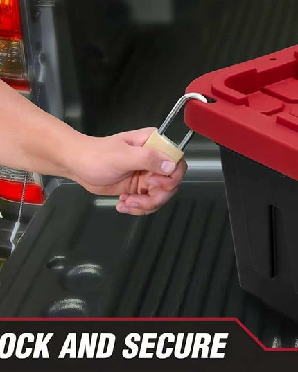 2-Pack 27-Gallon Storage Boxes with Snap-on Lids. Durable and Suitable for Storing Household Items, as well as for Use in Industrial and Outdoor Environments.