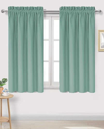 DWCN Blackout Curtains for Living Room Thermal Insulated, Energy Saving & Noise Reducing Bedroom Curtains, Sage Green, W 42x L 54 Inch, Set of 2 Rod Pocket Curtain Panels