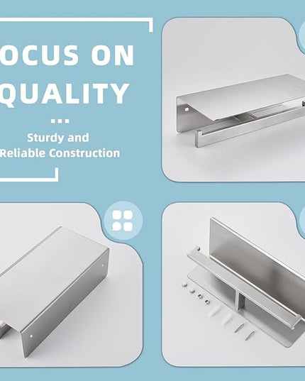 Suyar Double Toilet Paper Holder with Shelf, SUS 304 Stainless Steel Toilet Tissue Roll Holder, Brushed Nickel