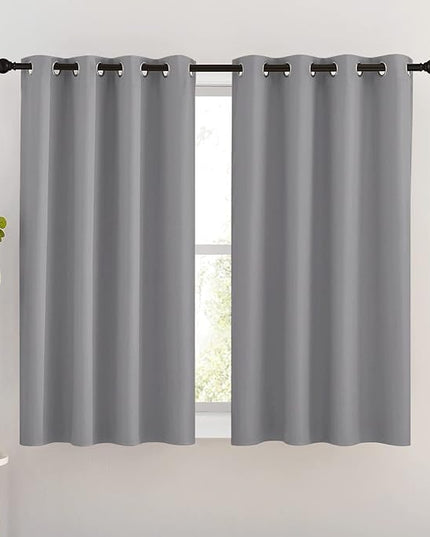 NICETOWN Silver Grey Blackout Curtains for Bedroom - Triple Weave Grommet Top Thermal Insulated Window Treatment Light Blocking Drapes for Cafe/Home Office, W46 x L54, Set of 2