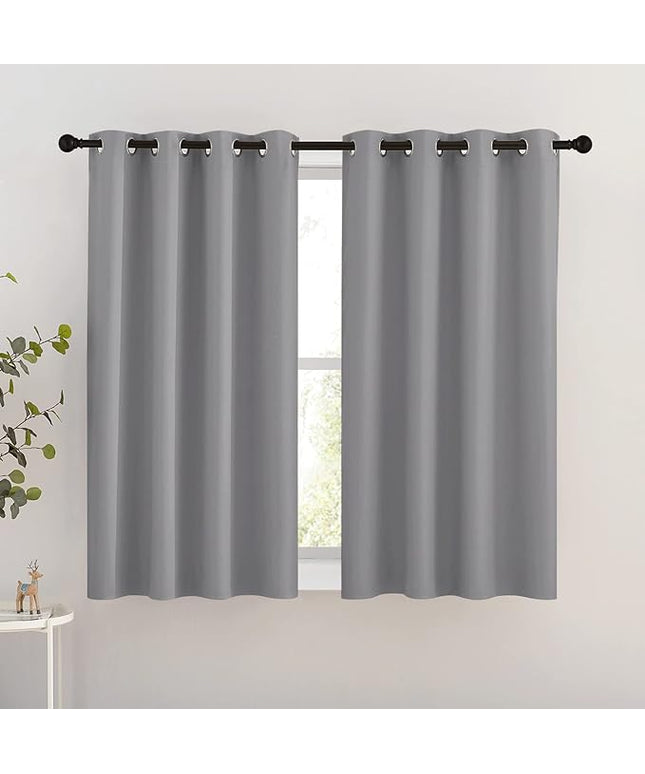NICETOWN Silver Grey Blackout Curtains for Bedroom - Triple Weave Grommet Top Thermal Insulated Window Treatment Light Blocking Drapes for Cafe/Home Office, W46 x L54, Set of 2
