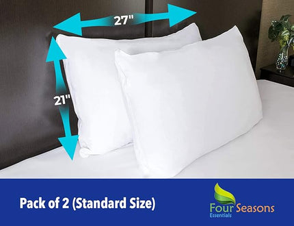 Standard Pillow Protectors (Set of 2) – Zippered Waterproof Pillow Covers Hypoallergenic Dust and Allergen Proof Pillowcase Encasement