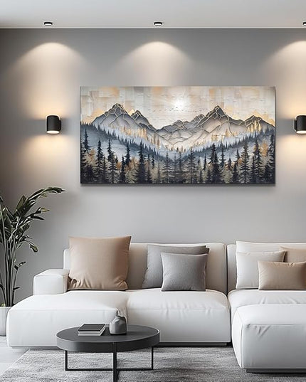 PHAOHUAXM Large Canvas Wall Art For Bedroom Large Wall Decor For Living Room Dining Room Modern Office Abstract Ink-Wash Landscape Mountain Wall Pictures Artworks Home Decor Ready To Hang 24"X48"