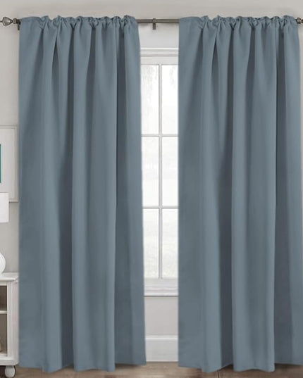 H.VERSAILTEX Blackout Curtains Thermal Insulated Window Treatment Panels Room Darkening Blackout Drapes for Living Room Back Tab/Rod Pocket Bedroom Draperies, 52 x 96 Inch, Stone Blue, 2 Panels