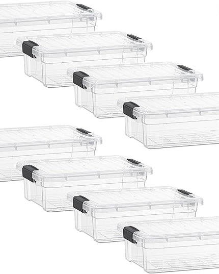 Superio Storage Bins with Lids- 8 Pack, 4.5 Qt Clear Boxes for Organizing, Stackable Plastic Containers- BPA Free, Non-Toxic, Odor Free, Organizer for Home, Office, Dorm