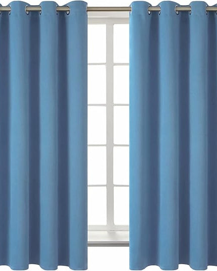 BGment Blackout Curtains for Bedroom - Grommet Thermal Insulated Room Darkening Curtains for Living Room, Set of 2 Panels (52 x 63 Inch, Faded Denim)