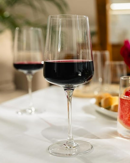 Krosno Red Wine Glasses | Elegant Design | Set of 6 | 16.9 oz | Infinity Collection | Ideal for Home, Restaurants and Receptions | Dishwasher Safe | Lead-Free Crystal Glass