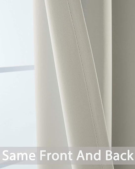 Yakamok Blackout Curtains Room Darkening Thermal Insulated Grommet top Window Curtains for Living Room, 42 x 63 Inch, Light Beige, Set of 2