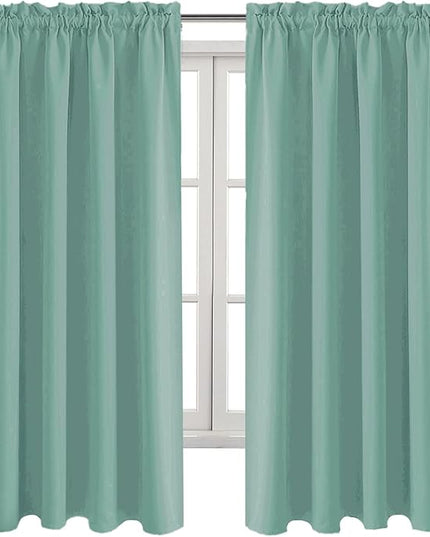 DWCN Blackout Curtains Thermal Insulated, Energy Saving & Noise Reducing Bedroom and Living Room Curtains, Sage Green, W 52x L 63 Inch, Set of 2 Rod Pocket Curtain Panels