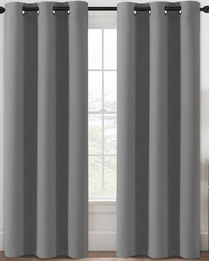 H.VERSAILTEX Blackout Curtains for Bedroom Thermal Insulated Room Darkening Living Room Curtains 84 Inch Long Grommet Privacy Protection Window Curtain Panels/Drapes for Nursery,2 Panels,Grey