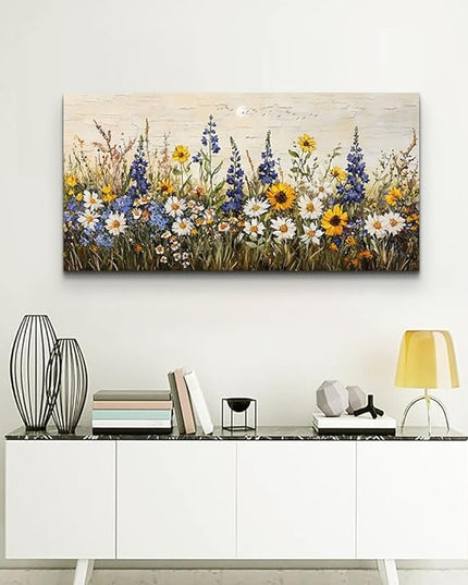 ERQINHUA Wall Art For Living Room Large Canvas Wall Decor For Dining room Farmhouse Bedroom Office Decor Boho Paintings Flowers Watercolour Wall Pictures Artwork Home Decorations Mural 24"X48"