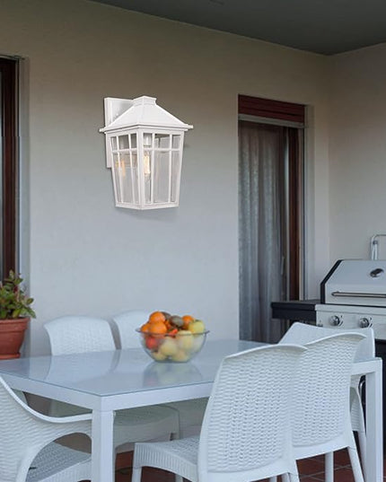 Darkaway Outdoor Sconce Lights Wall Light Fixtures, 14inch Large Porch Light Outdoor Wall Anti-Rust Waterproof Aluminum with Glass Exterior Light Fixture for Patio Yard Doorway Garage (Large, White)