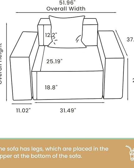 POVISON 52" Modular Sectional Sofa for Living Room Modern Large Sectional Couches Velvet Accent Chair Oversized Deep Seat Sofa Set Big Comfy Cloud Couch for House Office