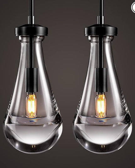 Raindrop Pendant Lights, Bronze Modern Pendant Lights for Kitchen Island with Rod, Penadant Light Fixtures, Chandelier for Living Room Hallway,Bedroom Pendant Light, Bulb Included