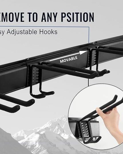 Wall Mount Tool Storage Rack, Garage Organization, Heavy Duty Garage Storage Tool Organizer, Garden Tool Wall Hooks and Hangers, Hold Up to 350lbs Black 2Pack