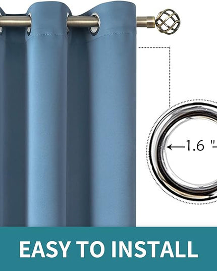 BGment Blackout Curtains for Bedroom - Grommet Thermal Insulated Room Darkening Curtains for Living Room, Set of 2 Panels, Each 55 x 96 Inch, Faded Denim