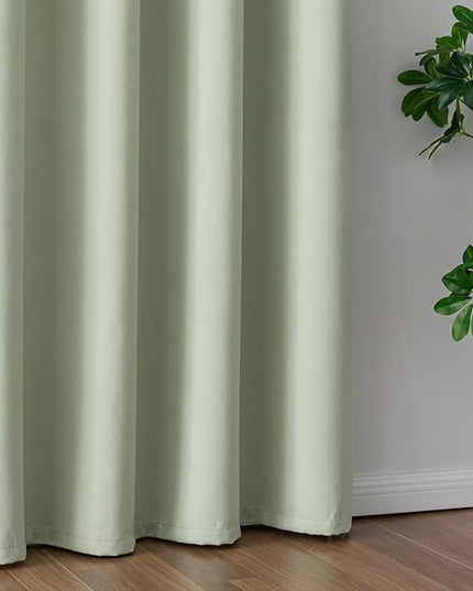 Sage Green Curtains 96 Inch Length 2 Panels Set, Light Filtering Curtains for Living Room 96 Inch Long, Grommet Energy Saving Semi Sheer Drapes for Bedroom Window(W52 x L96)