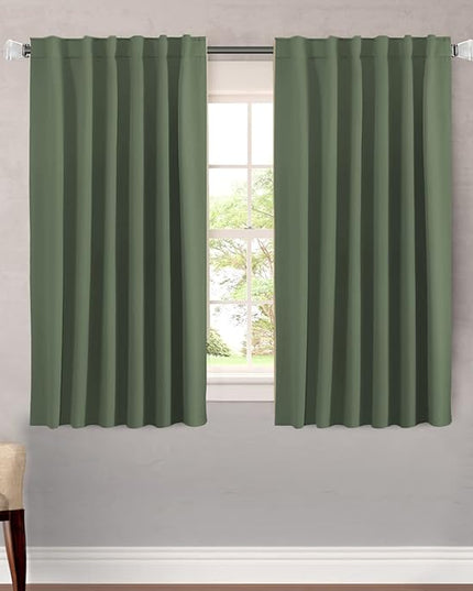 H.VERSAILTEX Blackout Curtains Thermal Insulated Window Treatment Panels Room Darkening Blackout Drapes for Living Room Back Tab/Rod Pocket Bedroom Draperies (2 Panels, Bronze Green, 52 x 54 Inch)