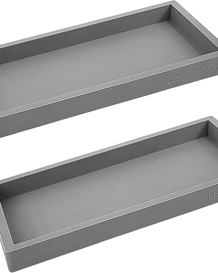 Countertop and Vanity Tray - 2 PC Small 7.7" Silicone Bathroom Trays, Kitchen Soap Tray, Dish Sponge Soap Holder Kitchen Sink Organizer Caddy, Bathroom Counter Trays for Lotion Dispenser
