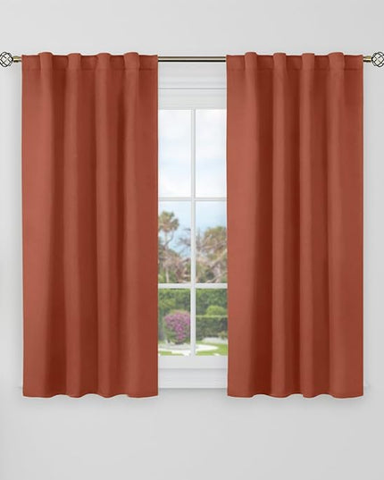BGment Terracotta Blackout Curtains for Small Window - 34 x 40 inch Short Curtains Privacy Thermal Insulated Room Darkening Rod Pocket and Back Tab Fall Drapes for Kitchen/Cafe/Bedroom, 2 Panels
