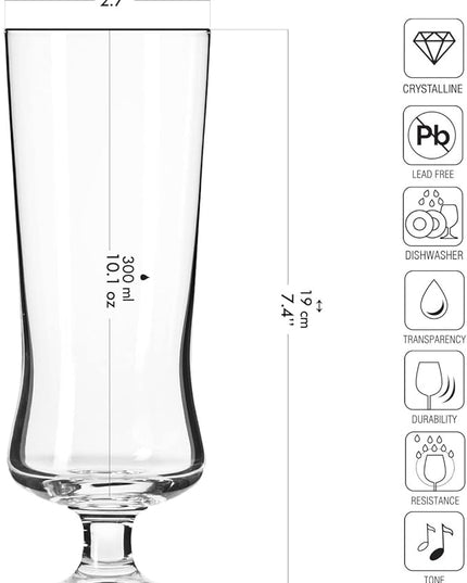 Krosno Pina Colada Cocktail Drinking Glasses, Set of 6, 10.1 oz, Avant-Garde Collection, Perfect for Alcoholic and Non Alcoholic Cocktails or Frozen Coffee, Dishwasher Safe, Made in Europe