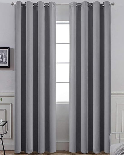 Yakamok Room Darkening Gray Blackout Curtains, Light Blocking Thermal Insulated Grommet Drapes for Bedroom Living Room, 52W x 84L, Grey Curtains, 2 Panels, 2 Tie Backs Included