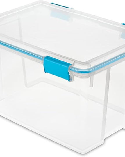 Sterilite 4-Pack Gasket Box, Weather-Resistant Storage Bins with Latching Lids, 54 Quart - Heavy-Duty Organizing Containers for Closet, Bathroom, and Office